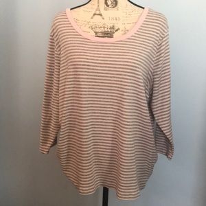 💥SALE💥 🔴2/$10 St. John’s Bay Pink/Gray Striped Tee 2X